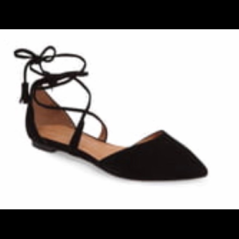 Halogen Oliver Ankle Wrap Flat size 8- black suede